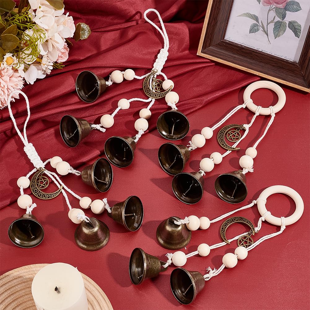 GOAMKERER 4 Pcs 2 Styles Witch Bells for Door Knob Witchcraft Bells Door Knob Hanger Witch Bell Wind Chimes Hanging Bells with Rope for Witchy Room Home Decor Witchy Gifts - Image 4