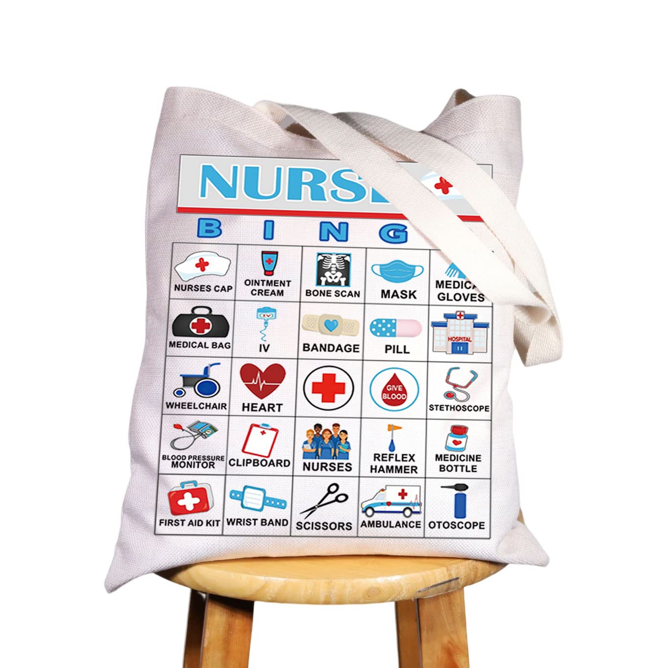WZMPANurse Bingo Game Tote Bag Medical Bingo Game Gifts Nurse Appreciation Gifts Nurse Shoulder Bag For RN Nurses Practitioner