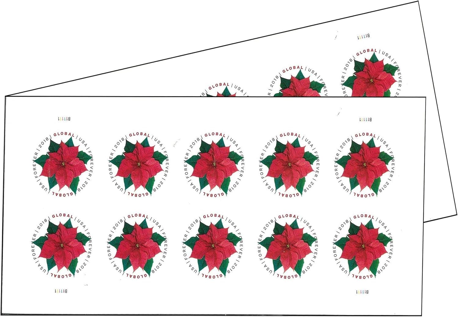 Global Poinsettia 2 Sheets of 10 International First Class Forever US Postage Stamps Mail Holiday Celebration Flower (20 stamps)