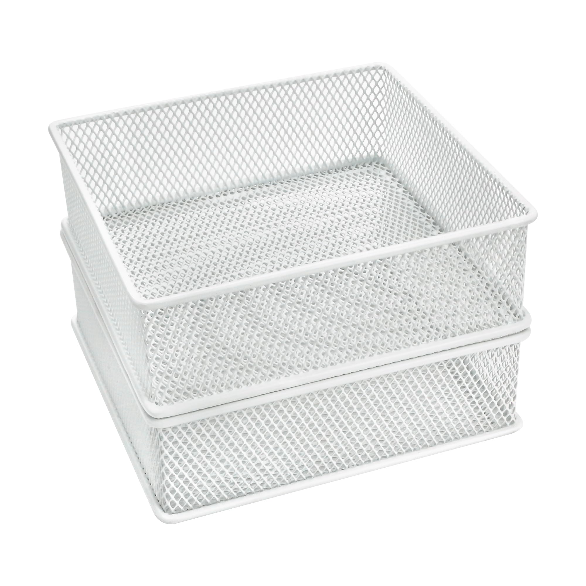 Annova Mesh Drawer Cabinet and Shelf Organizer Bins Storage Basket School Office Supply Holder Tray- Set of 2 (White, 15x15x5 cm) - Image 2