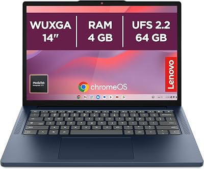 Lenovo Chromebook 14" Notebook IPS WUXGA (1920x1200), 128GB SSD, 8GB RAM, Wi-Fi6E, ChromeOS, MediaTek Kompanio 540 - Laptop Leggero per Studio, Streaming e Uso Quotidiano