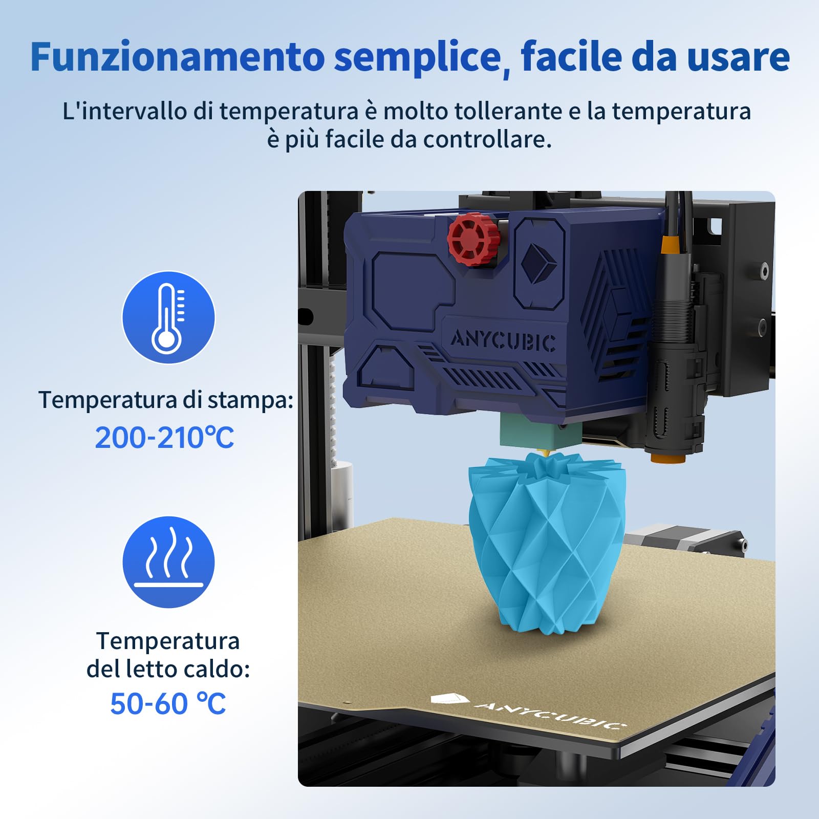 ANYCUBIC PLA Filamento per Stampante 3D, RFID Filamento PLA per Stampante 3D 1,75 mm Precisione Dimensionale +/- 0,02 mm(Ciano,1KG)