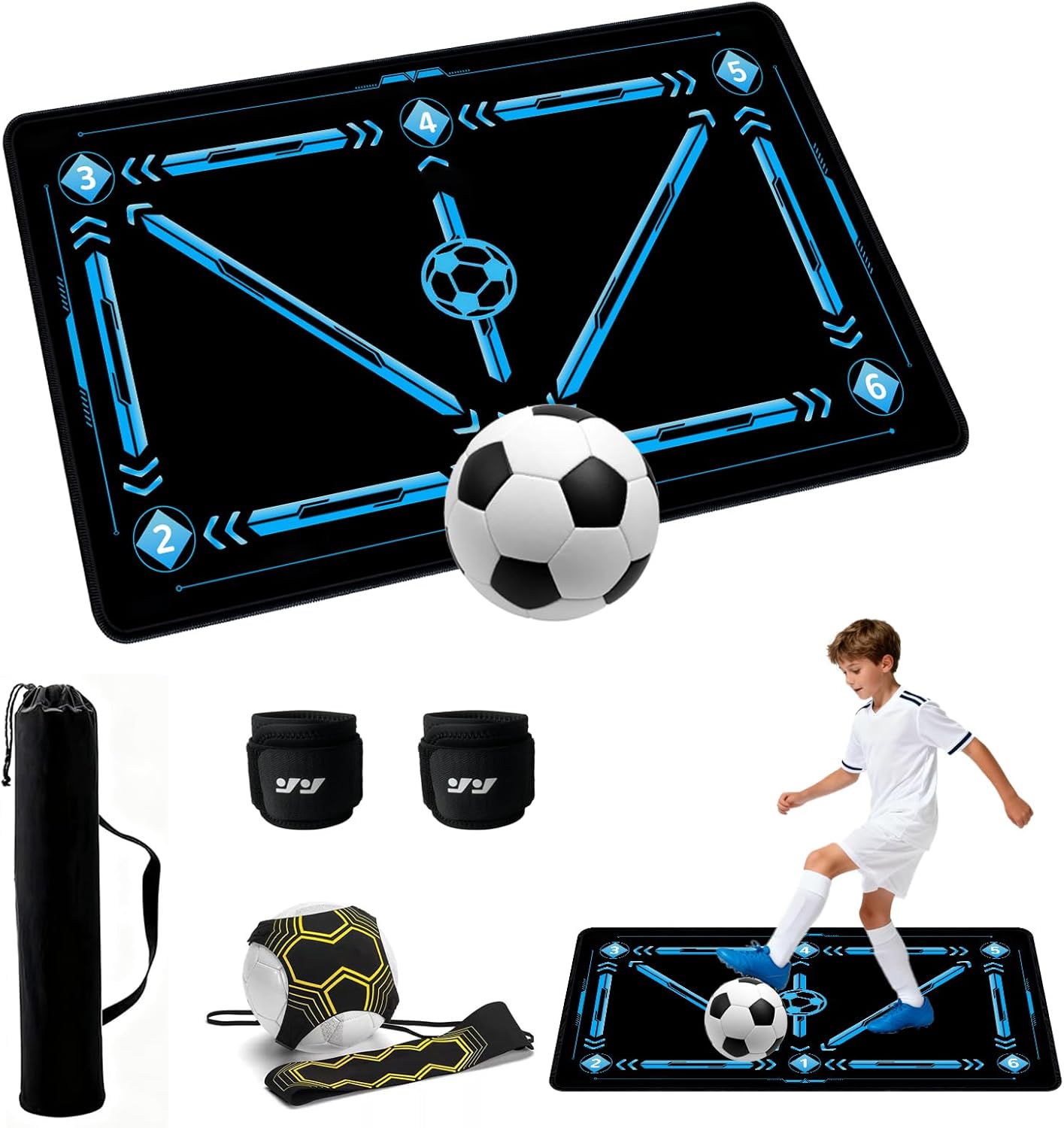 Equipo de entrenamiento de fútbol, tapete de entrenamiento de fútbol de 35 x 24 pulgadas, tapete de entrenamiento de pasos de fútbol para juego de
