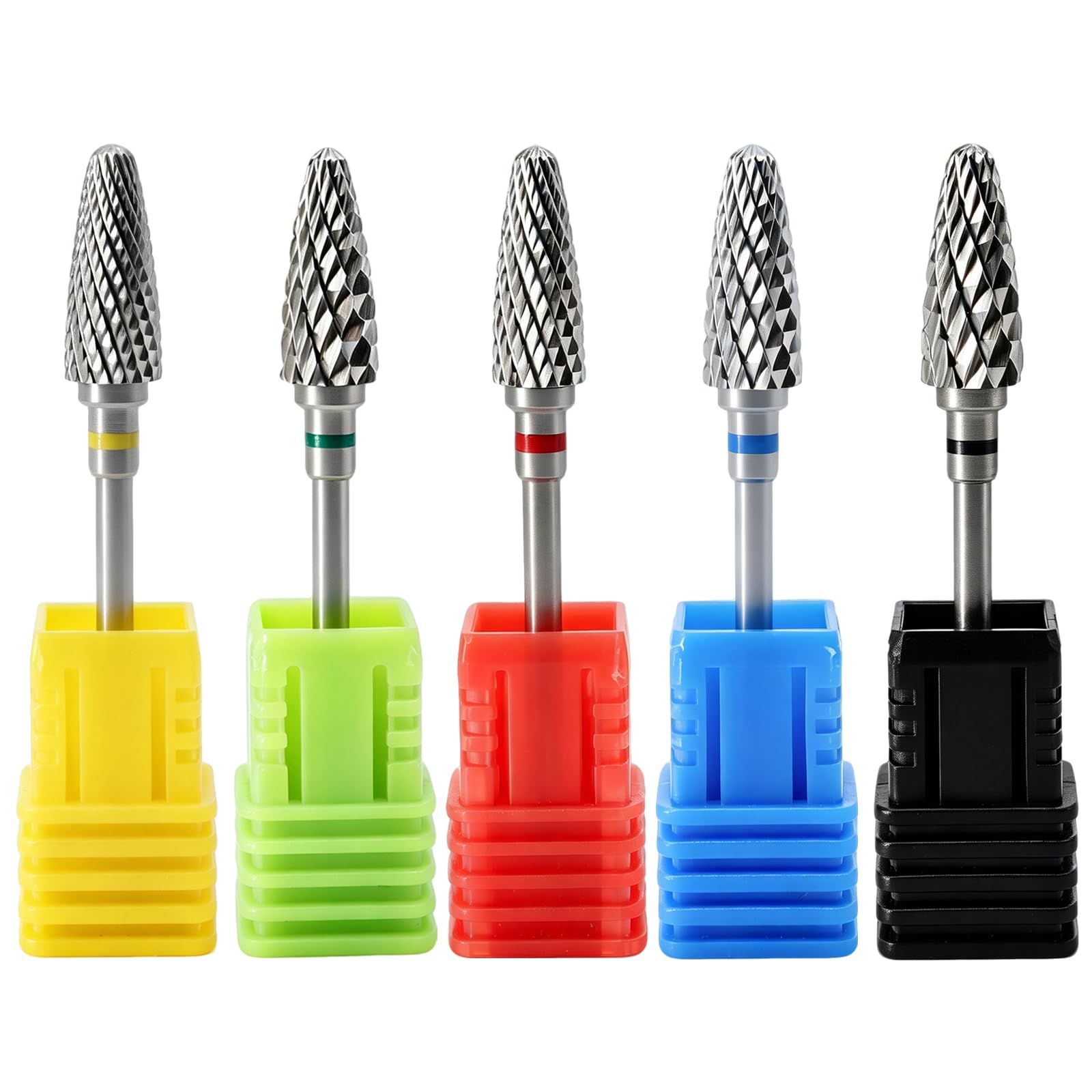 Fantexy uñas taladro conjunto para uñas de acrílico, 3/32 pulgadas profesional tungsteno uñas archivo bits uñas arte herramientas, manicura pedicura shapen quitar herramientas(5 piezas)