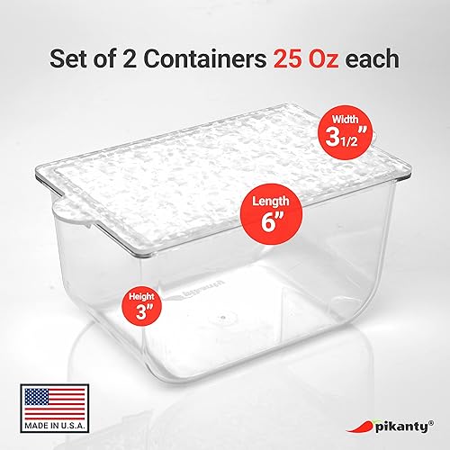 Vista 39 de Pikanty - Recipiente de tocino para refrigerador Almacenamiento de nevera y cárter de delicatessen con pinzas para servir alimentos y placa