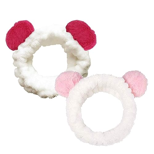 Juego de 2 diademas de spa para el cabello, toalla para el cabello, antideslizante, elástica, lavable, para lavado de cara, tratamiento facial