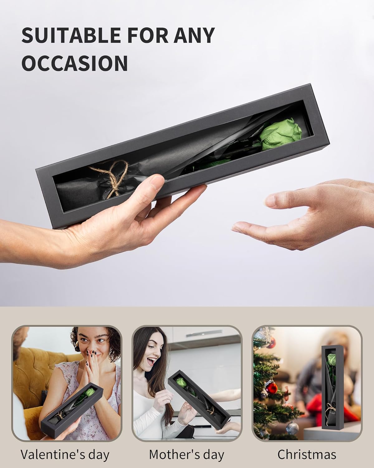 Green Flowers for Delivery Prime, Preserved Green Roses Flower Gifts for Women, Real Roses Single Rose Gifts for Her, Mom Birthday Gifts from Daughter, Valentines Flowers