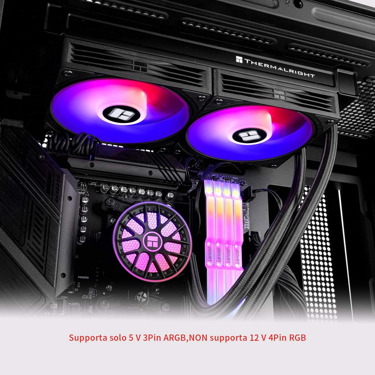 TR - AQUA ELITE 240 V6 ARGB Black AIO CPU Cooler, ARGB PWM Cooler Fans with 2000RPM, for Intel Lga1150/1151/1155/1156/1200/2011/1700/1851, AMD: AM4/AM5, Case 240 AIO Radiator