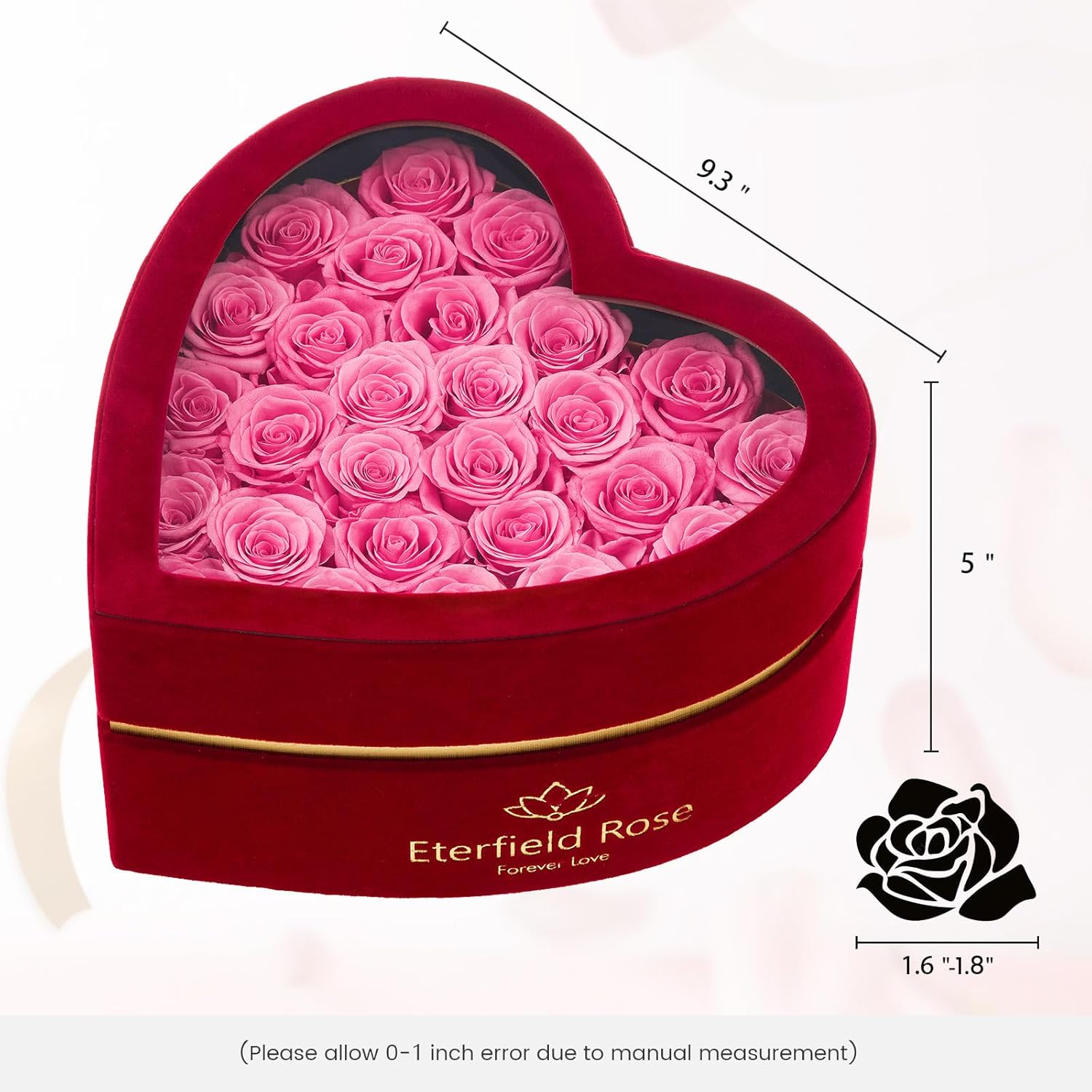 Eterfield 27 Forever Flowers in Heart Shape Box, Valentines Day Preserved Roses That Last Over a Year Preserved Flowers Birthday Gifts for Her Women Mom Wife Anniversary Mothers Day Christmas, Pink - Image 2