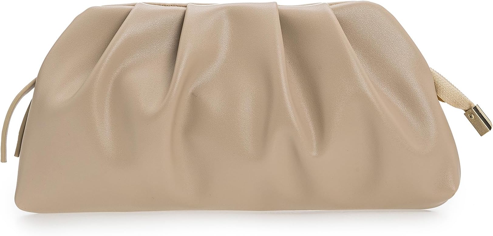 Chic Soft Vegan Leather Clutch Bag Dressy Pleated PU Evening Purse for Women