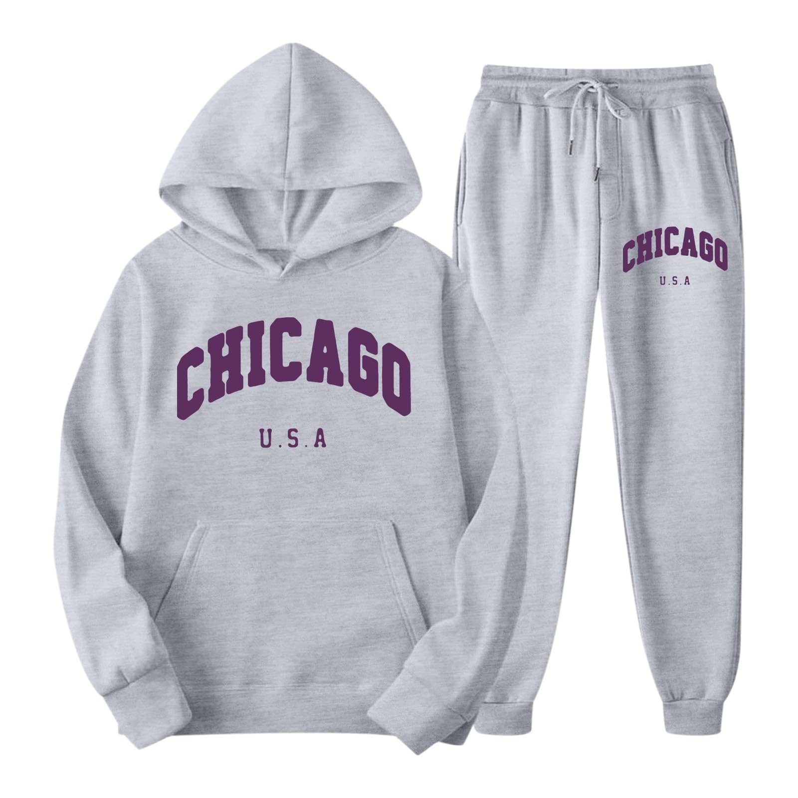 Minimalistisches Damen Sweatshirt Hosenset lässiger Aufdruck Freizeitoutfit Bequeme Zweiteiler
