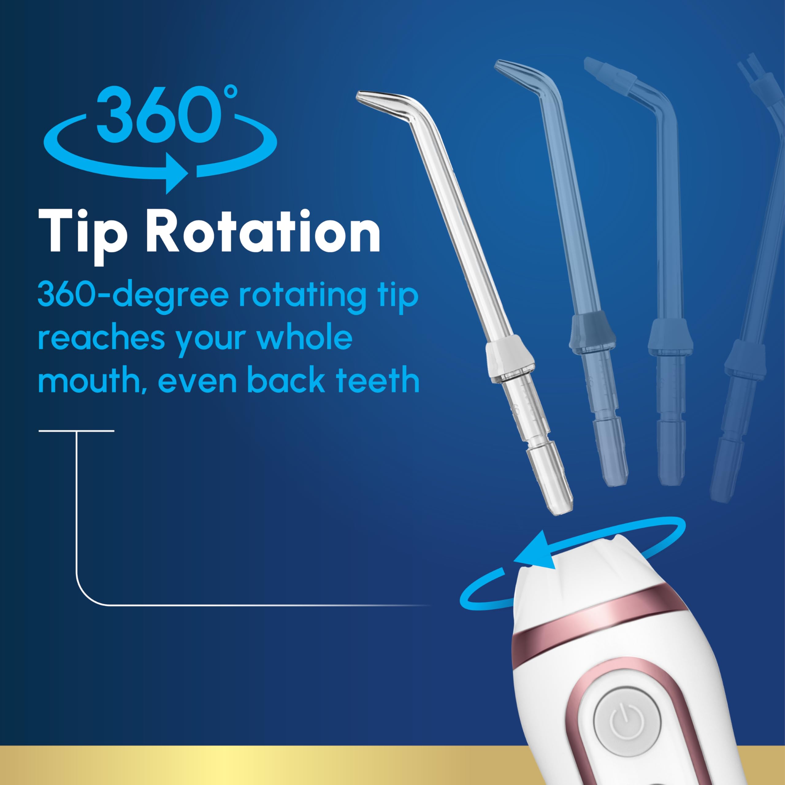 Waterpik - Hydropulseur sans fil avancé 2.0 pour les dents, les gencives, les appareils dentaires, soins dentaires avec sac de voyage et 4 embouts, accepté par l'ADA, rechargeable, portable et étanche