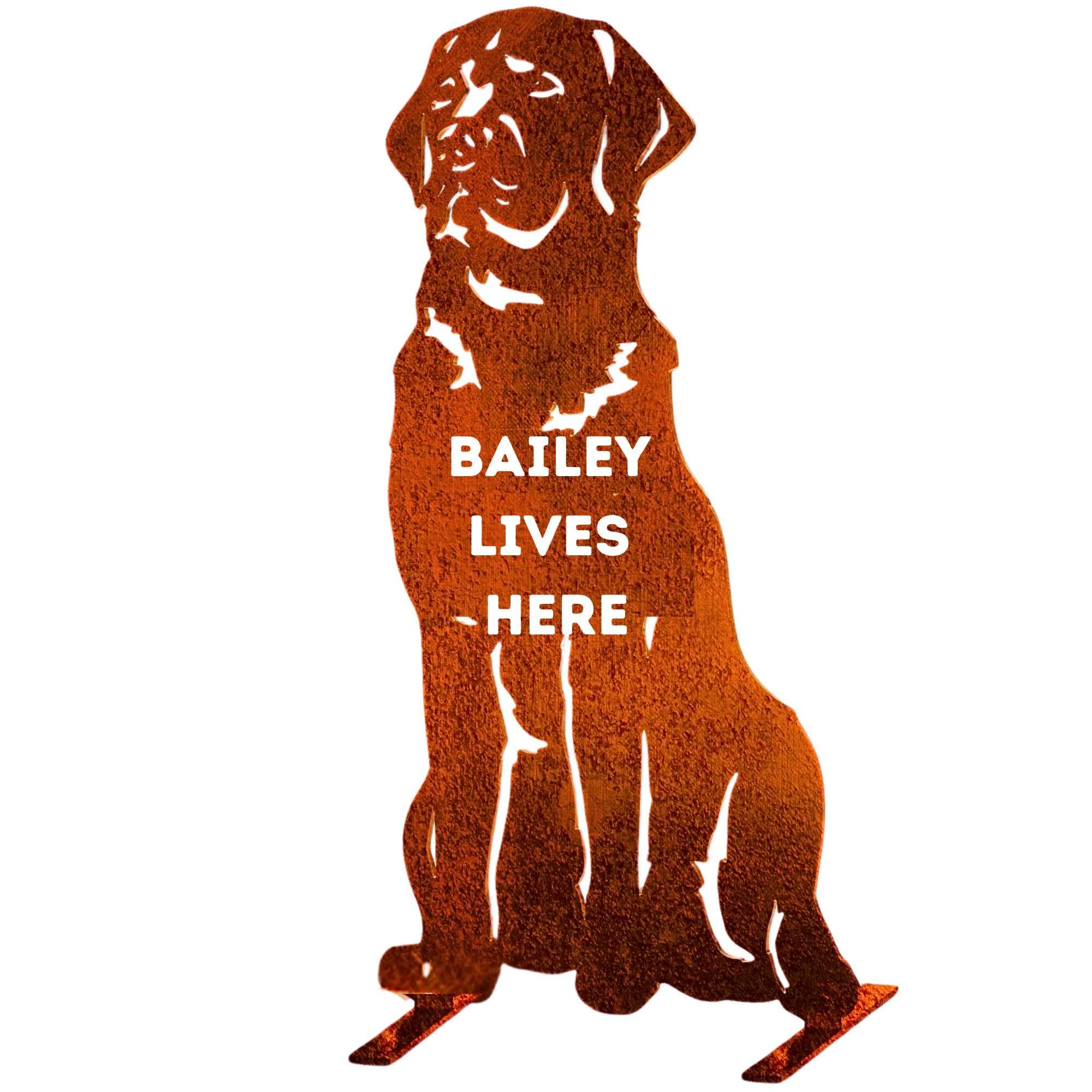 Black Brown Yellow Labrador Garden Ornament Mom Dog Owner Statue Red Fox Chocolate Retriever Themed Sculpture (Personalised Natural Oxidised Lab)