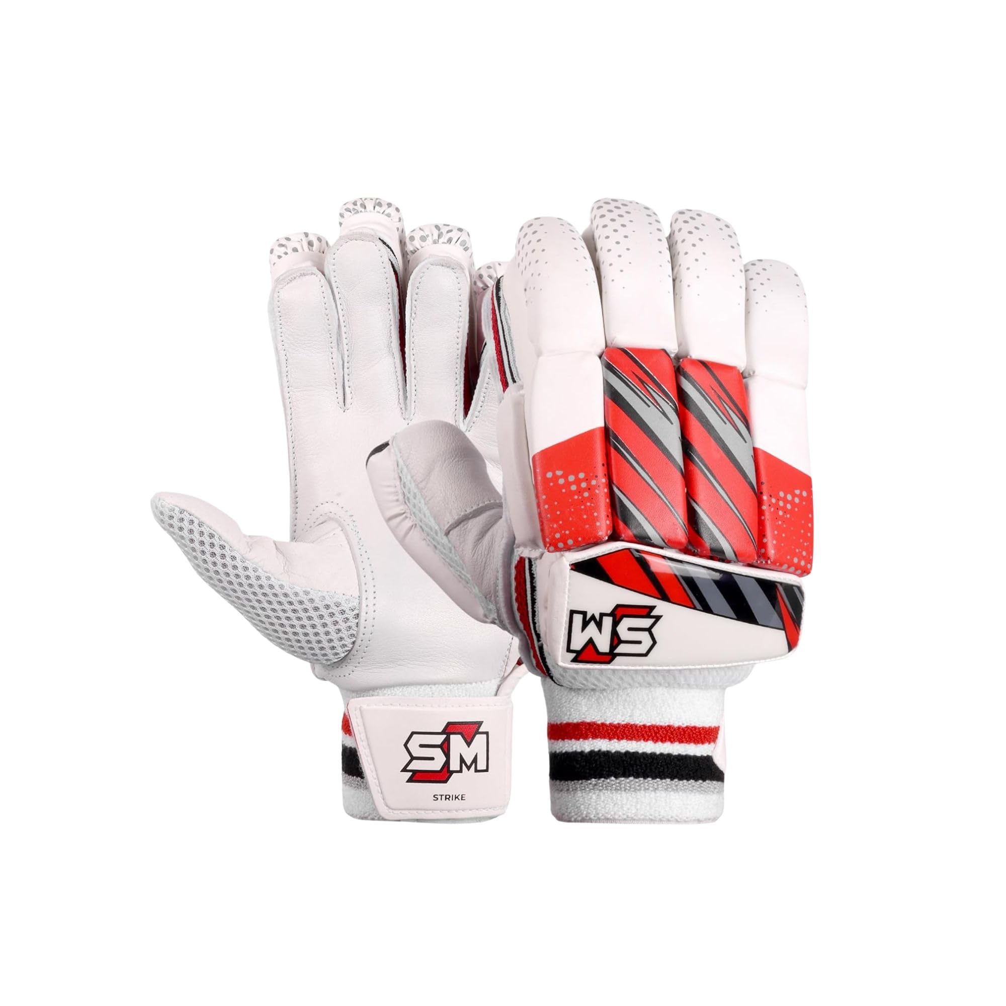 SM Strike Cricket Batting Gloves Youth Size | Calf Skin Leather Palm | Fibre Mould Infused Fingers | Moisture-Wicking | Enhanced Grip & Ventilation | Youth Cricket Gloves-image-28