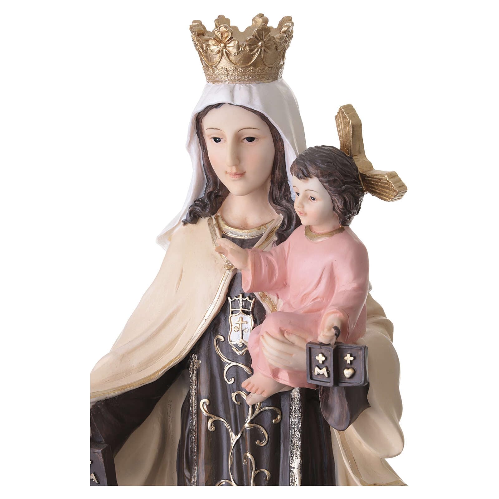 Holyart Statue in resina e PVC: Statua resina dipinta a mano Vergine del Carmelo con scapolari 60 cm