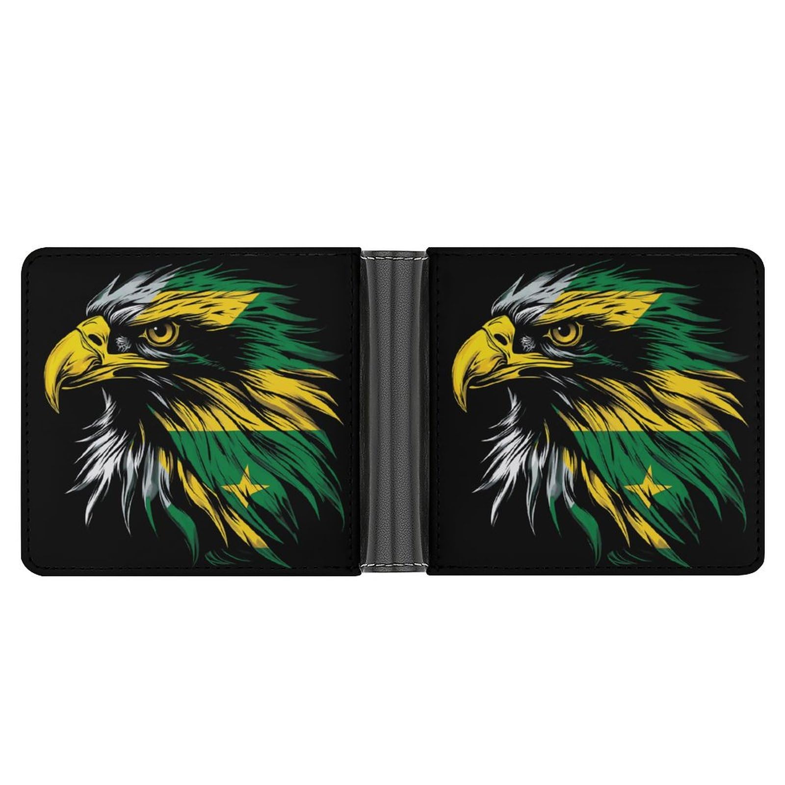 Ea-gle with Jamaican Flag Funny Men's Slim Bifold Wallet with Multiple Card Slots Front Pocket Purse