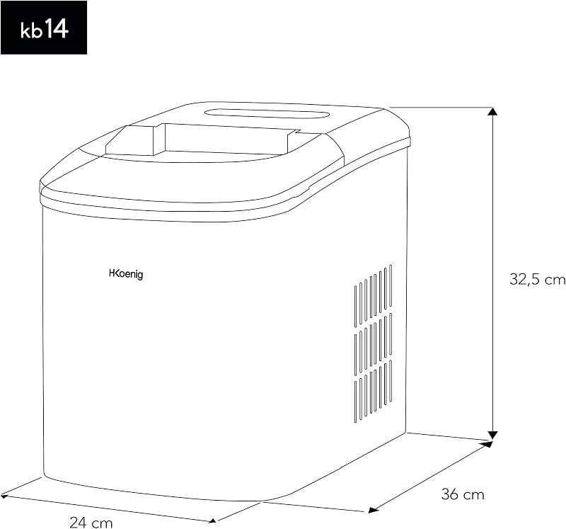 H.Koenig KB14 Jégkockakészítő Gép - 2,1 Literes Kapacitás, Ezüst Rozsdamentes Acél, Jéglapáttal, 120W Teljesítmény