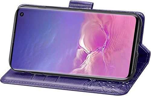 Miniatura 5 de Funda protectora de piel sintética para Samsung Galaxy S10e, con tapa para mujer, con correa para la muñeca, ranuras para tarjetas, bolsillo en