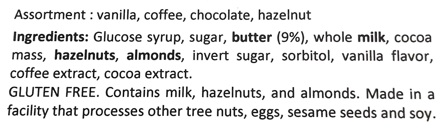 Caramels with Butter 4 Flavors, 18pc