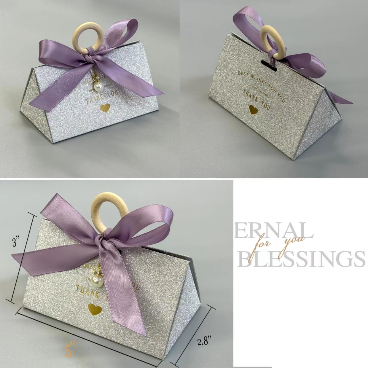 ZJSXINDI Geschenkboxen, silberfarben, 12,7 x 7,6 cm, für Partys, Hochzeiten, Brautpartys, Brautjungfern, Geschenkpapier-Boxen zum Basteln, 15 Stück