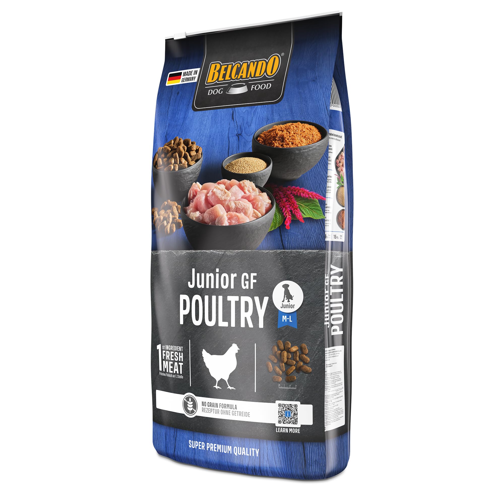BELCANDO Junior GF Poultry [12,5 kg] getreidefreies Hundefutter | Trockenfutter ohne Getreide für Junge Hunde | Alleinfuttermittel für Hunde ab 4 Monaten
