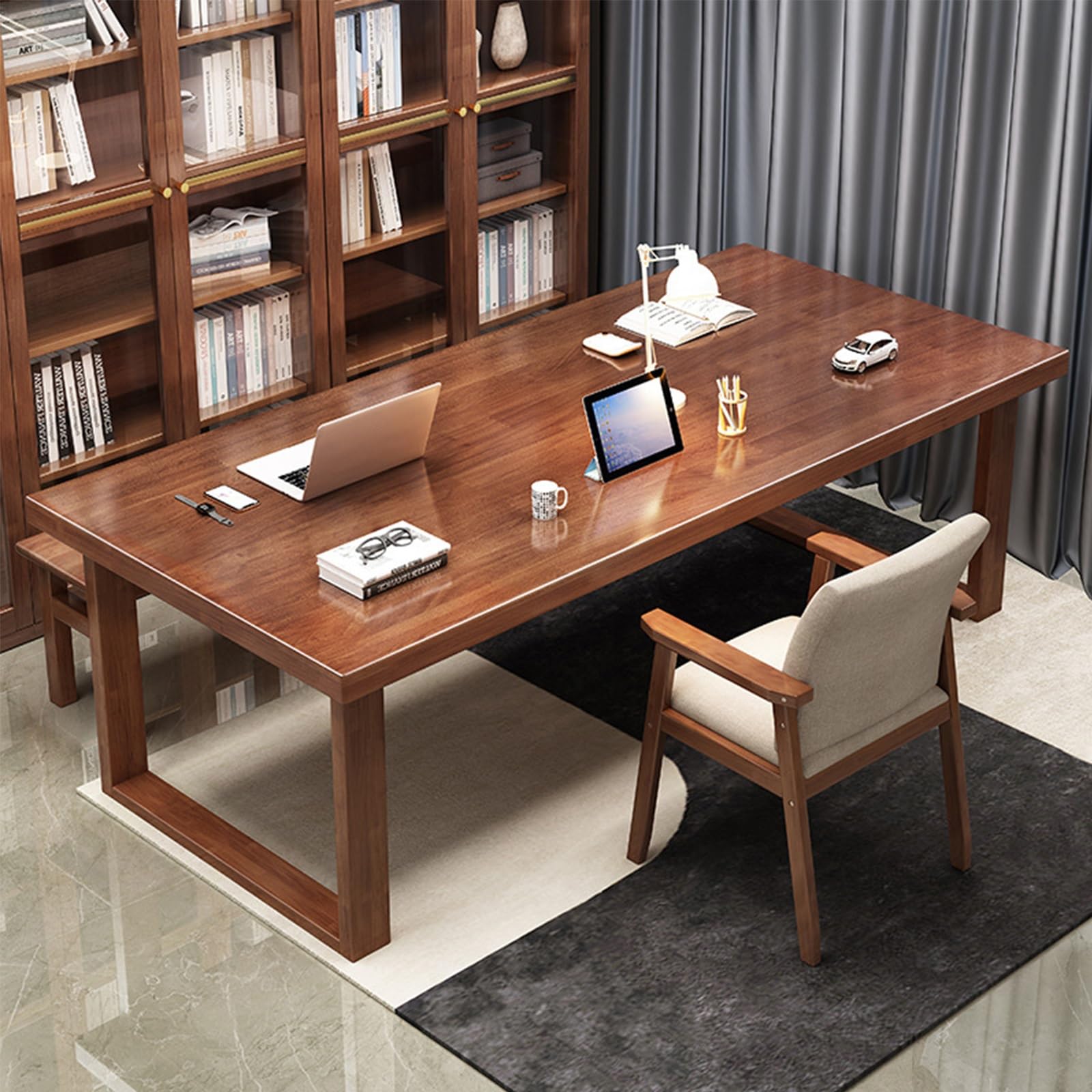 Konferenztisch für Schulungen, Büros und Meetings, großer Konferenztisch aus Massivholz für 4-8 Personen, robuster Seminartisch, braune Ausführung, 180 x 81 x 76 cm (71 x 32 x 30 Zoll) - Pro