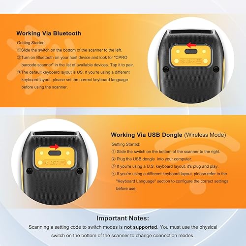 Miniatura 2 de NETUM CS7501 Escáner de código QR - Escáner de código de barras Bluetooth actualizado, mini lector de código de barras portátil 1D y 2D para gestión