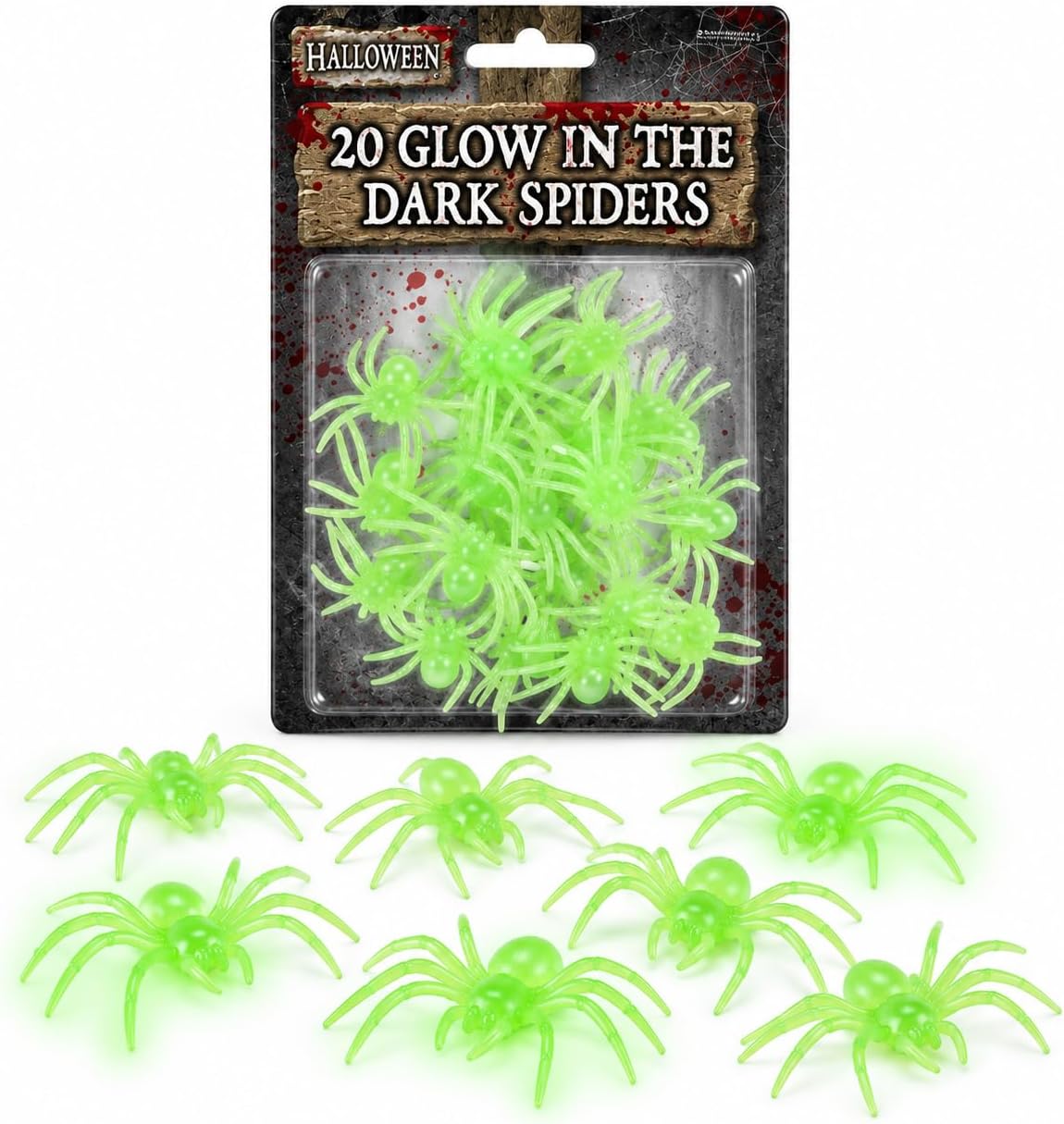 HENBRANDT 20 Glow in the Dark Spiders, Fake Halloween Spider Decorations