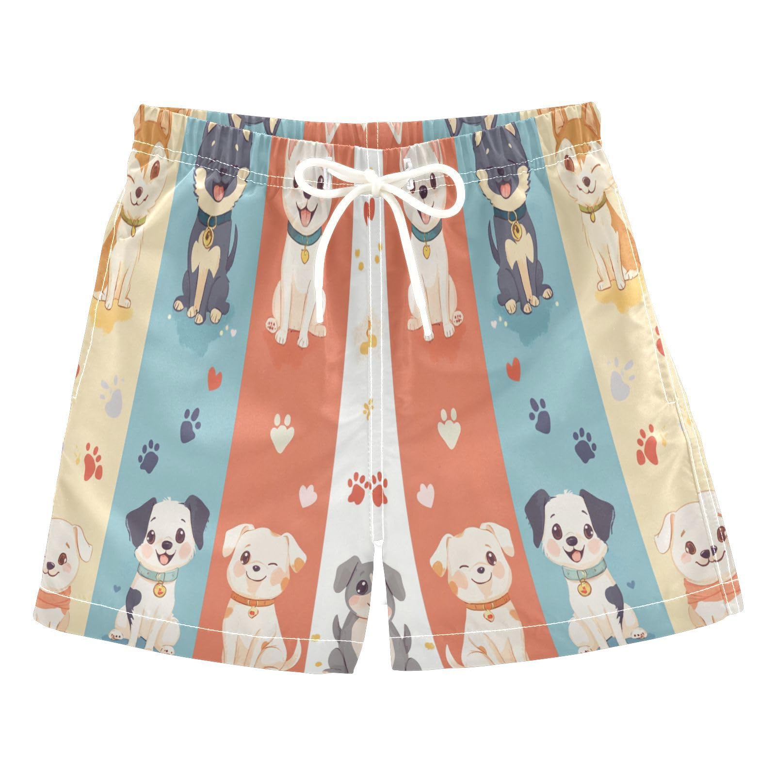 Jucciaco Boys Beach Board Shorts Pet Dog Cute Cartoon Quick Dry Swim Trunk Swimwear for Kids Multicolor