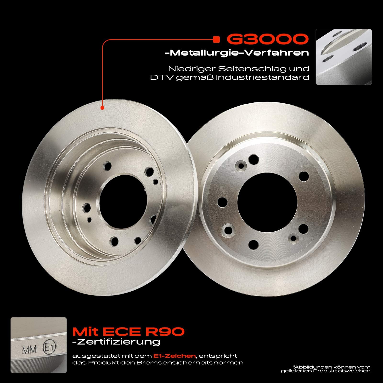 Frankberg 2x Bremsscheiben + 4x Bremsbeläge Hinten 583021HA10, 58302D7A00 | Kompatibel mit Sportage SL, Pro Cee'D ED, Cee'D SW ED, iX35 EL ELH LM, Cee'D Hatchback ED, i30 FD, i30 Kombi FD