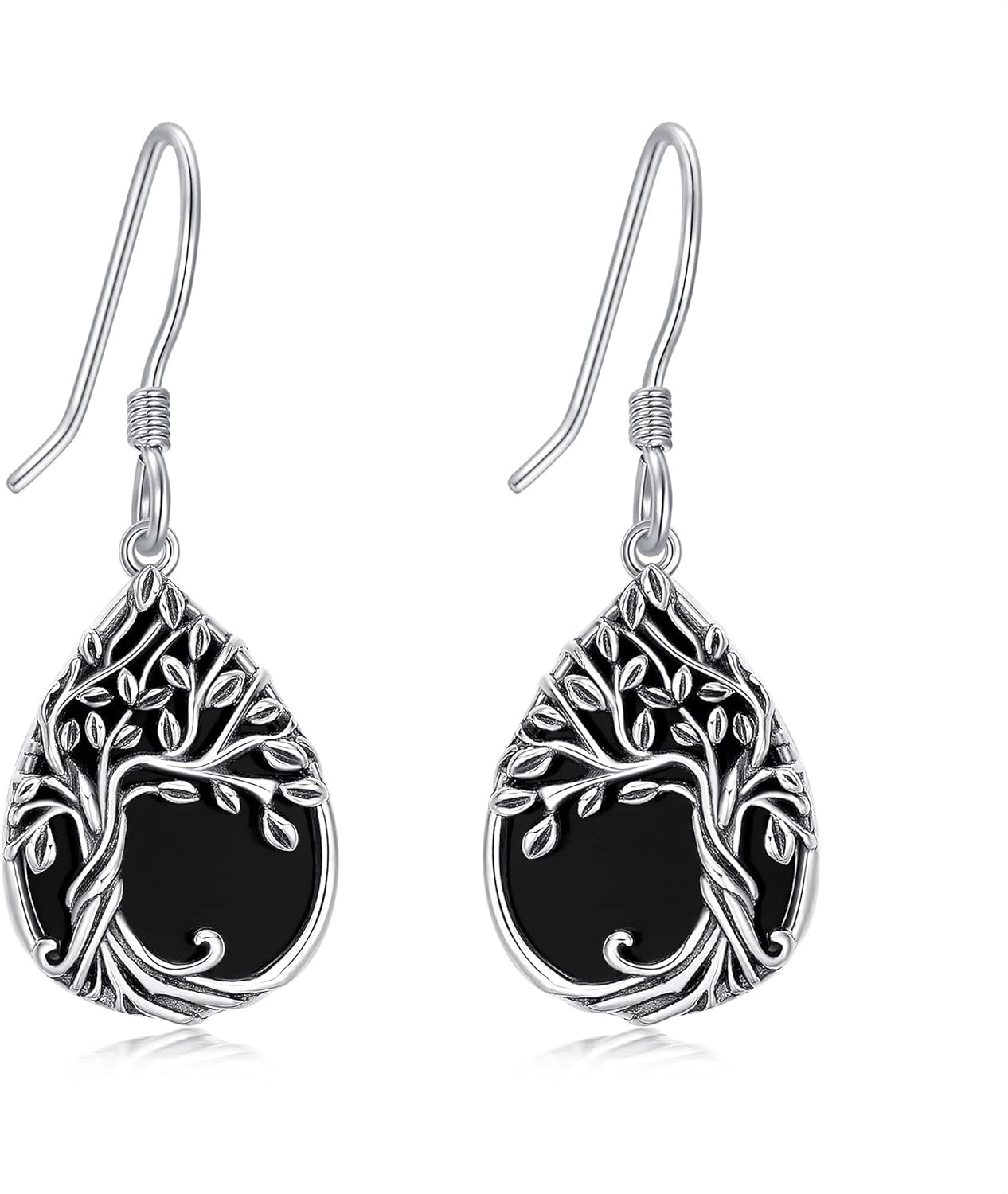 Tree of Life Earrings Sterling Silver Celtic Tree of Life Abalone Shell Dangle Drop Earrings for Women Jewelry