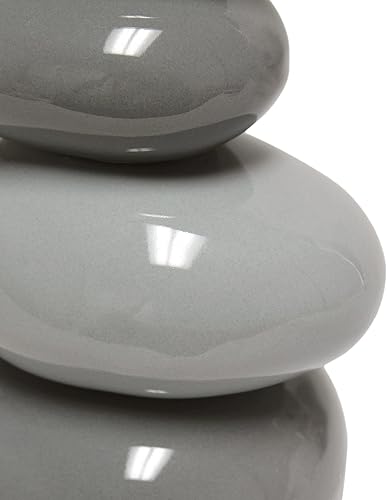 Miniatura 4 de Simple Designs LT1141-GRY Lámpara de mesa de piedra de cerámica apilada gris degradado con pantalla imperio blanco para sala de estar, dormitorio,
