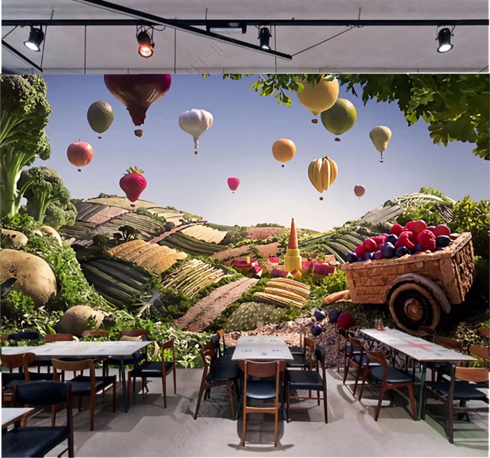 Wallpaper-3D-Xlm 250Cm×170Cm(B×H) Large Farm Fields Colourful Fruit And Vegetables 3D Wallpaper Easy Install Feature Office Living Room Sofa Bedroom Tv Background Wall Decoration-250Cm×170Cm