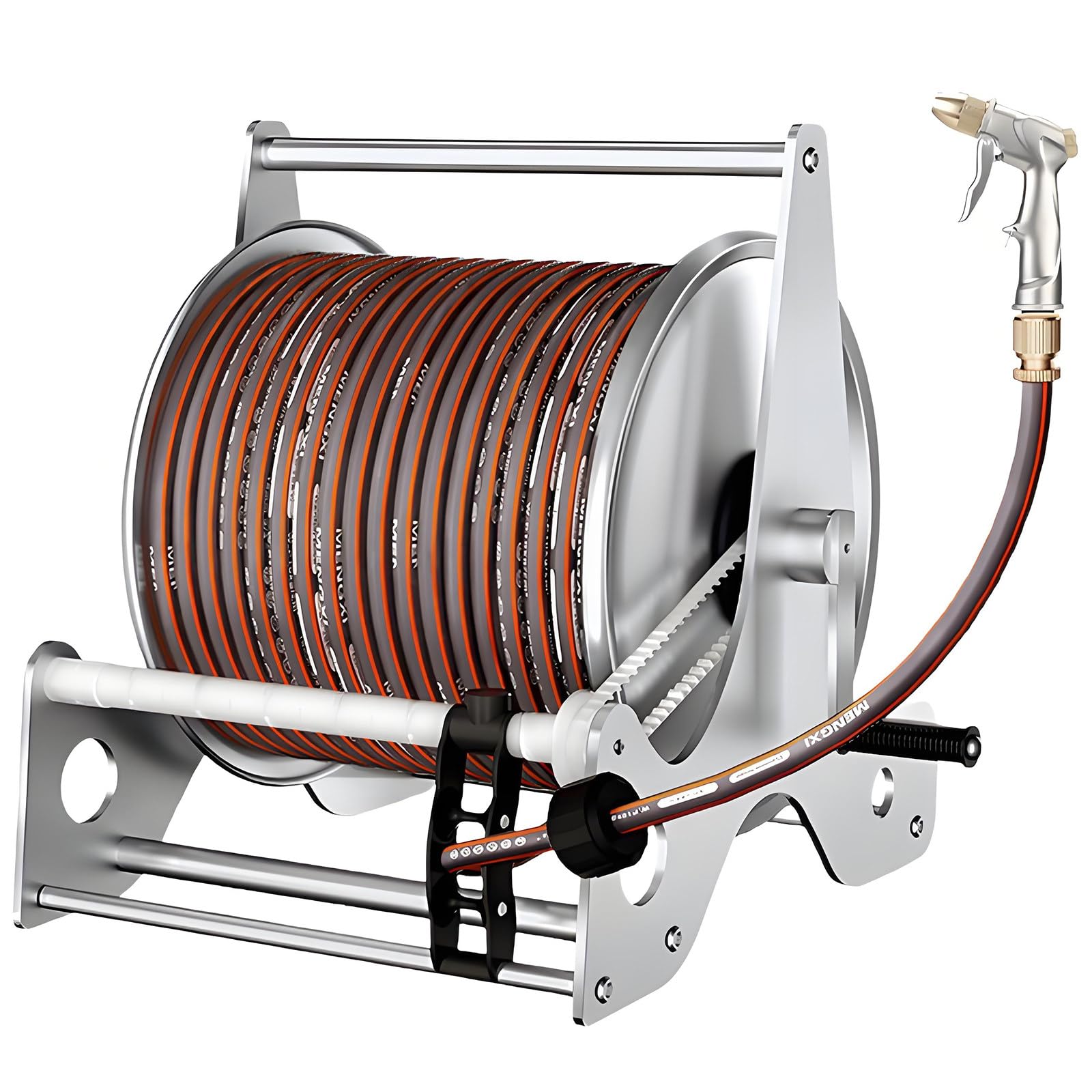 Carrete Manguera Jardín Acero Inoxidable Rack-20mHose