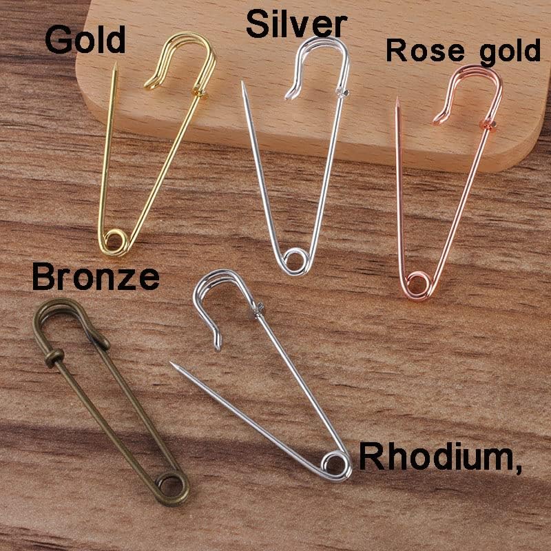 Large Safety pins， 20pcs 100mm Large Size Brooch Pins Base Bronze Gold Color Pin Clips Setting for Jewelry Making Wedding DIY Christmas Brooches Findings