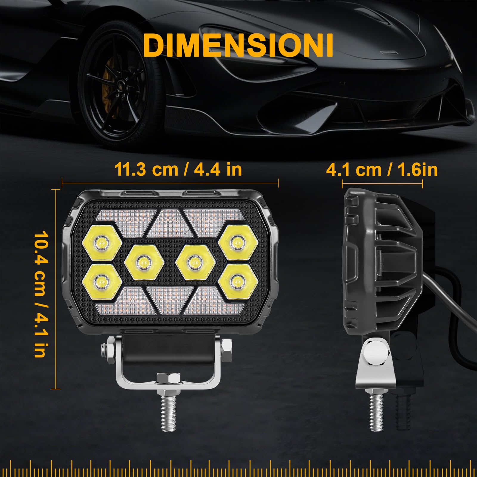 antom 2 pezzi faro led moto 168W 9-60V 18000 lumen faretti led 12v IP68 impermeabile 4,5 pollici fari supplementari per escavatori, trattori, rimorchi, ATV, appassionati di outdoor