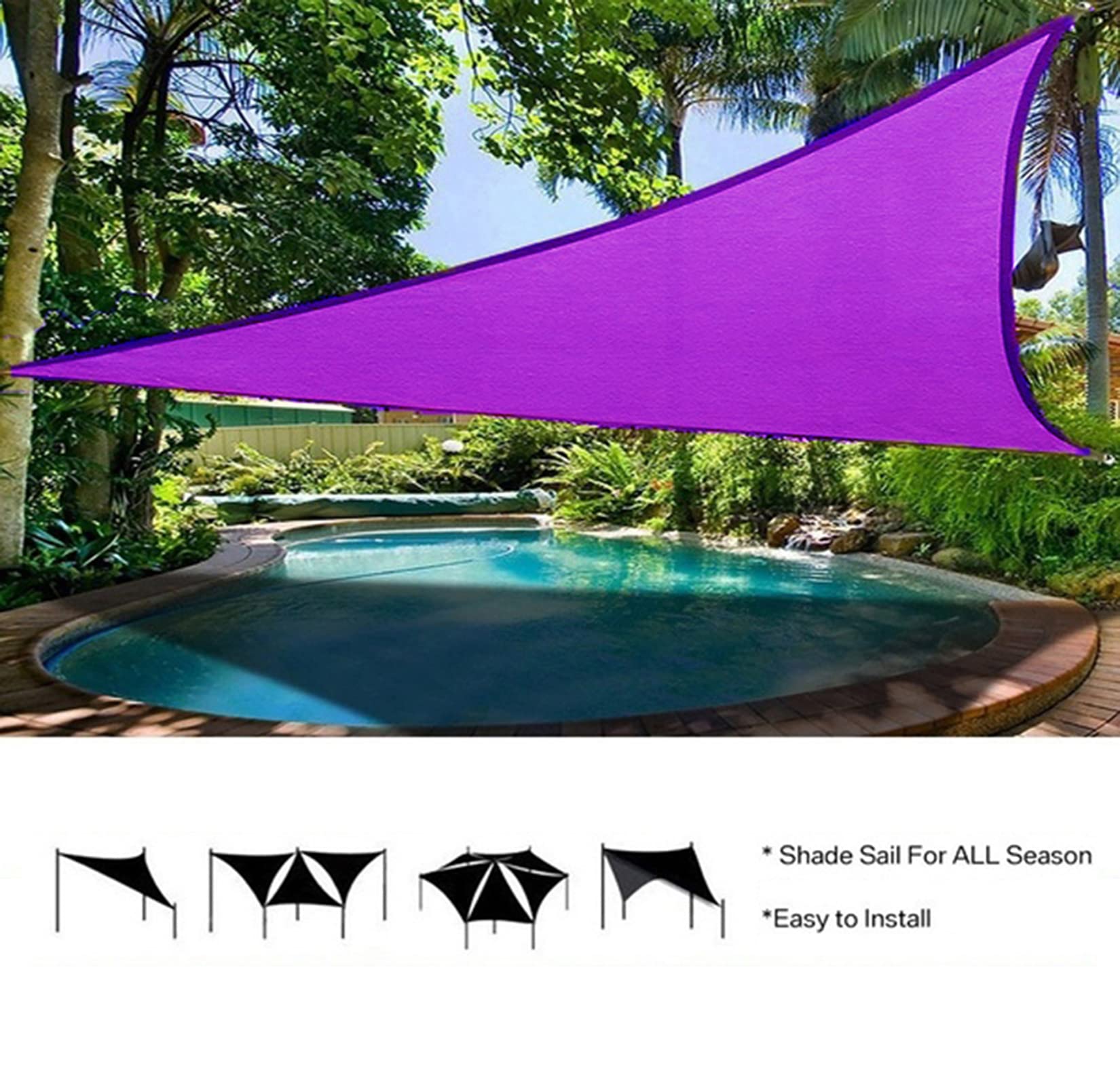 Eouyt Sonnensegel entfernen 4.2x4.2x6m Befestigungsseile Wetterbeständig Blockiert bis zu 98% schädliche UV-Strahlen bache Pour terrasse Balcon exterieur, Lila