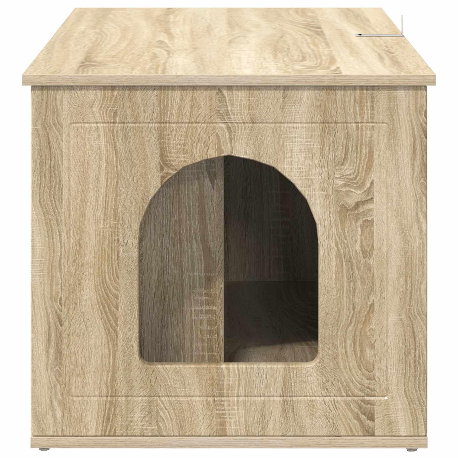 Casa de gato moderna de madera en forma rectangular delgada para sala de estar y esquinas, incluye accesorios de montaje para fácil montaje, estructura robusta