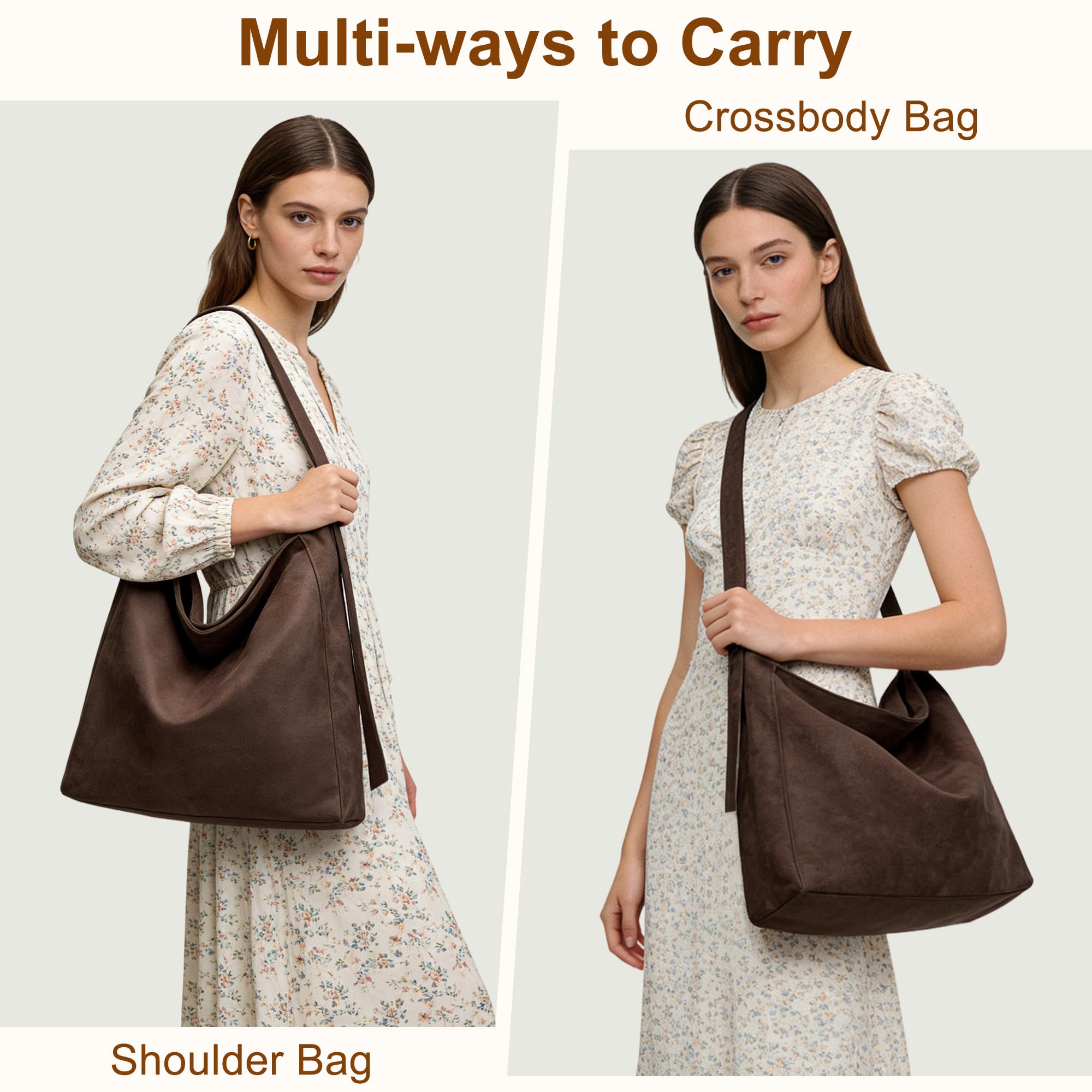 Borsa a Spalla Donna in Suede Finto Borsetta Scamosciata Hobo Tote Pelle Shopper Tracolla Elegante, Retro e Raffinata per Lavoro, Ufficio, Università, Viaggi e Tempo Libero