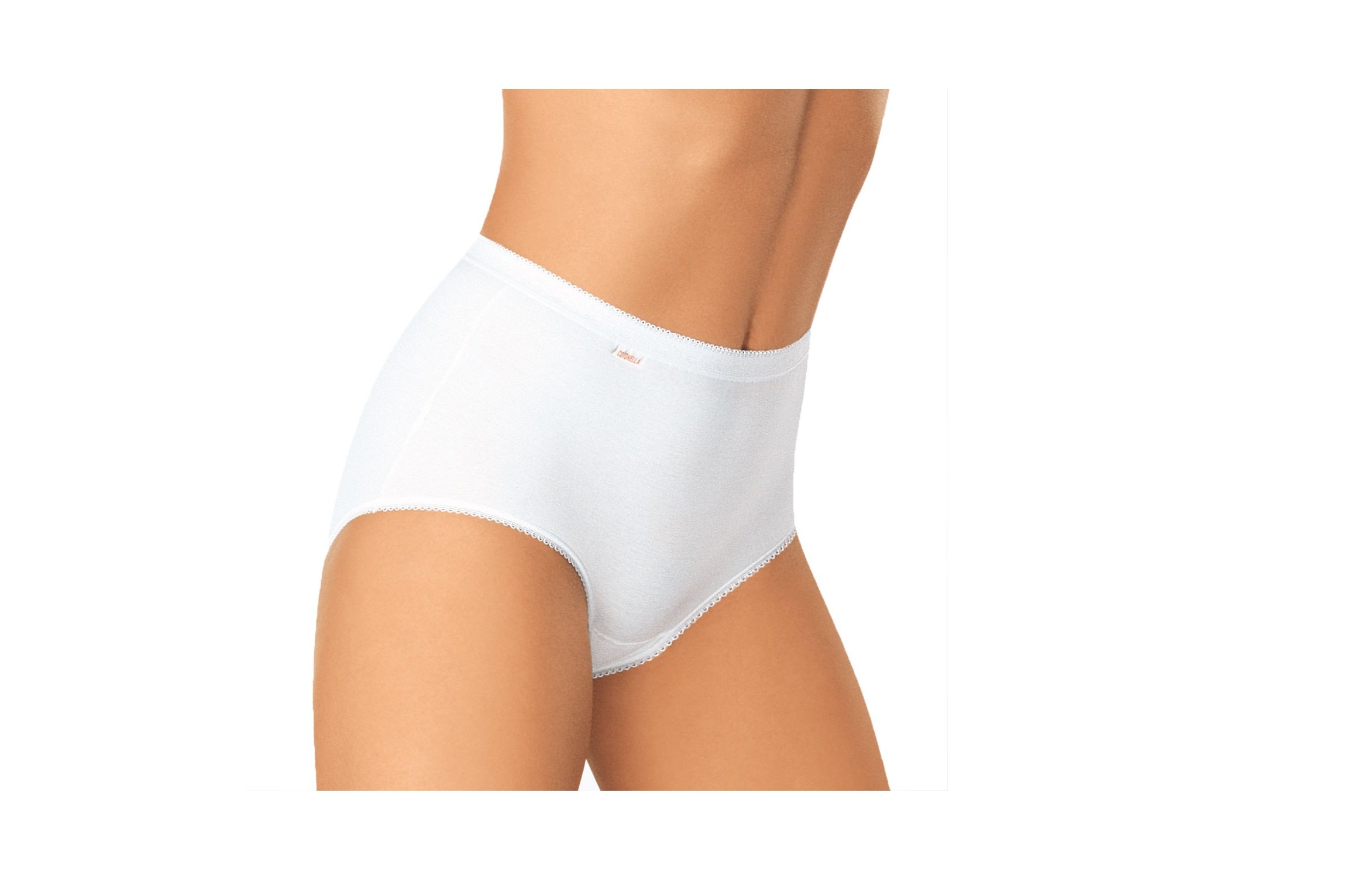 Cotonella6 Women's Midi Briefs Elastic Cotton White Art.8001