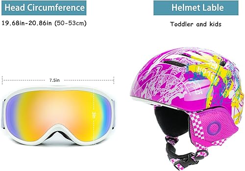 Miniatura 4 de BeBeFun Casco de esquí para niños y niños, casco de snowboard ultra ligero, tamaño pequeño para niños de 2 a 6 años, certificado ASTM