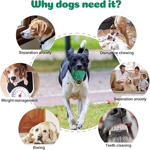 Miniatura 3 de Juguete de bola de cuerda de goma duradera para perros, dispensación de golosinas para razas medianas y grandes, ideal para limpieza y entrenamiento