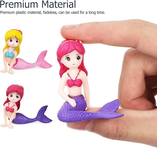Miniatura 6 de COHEALI Decoración de sirena para acuario, decoración de pecera de sirena, 4 piezas, figuras de sirena en miniatura, mini estatuas de sirena,
