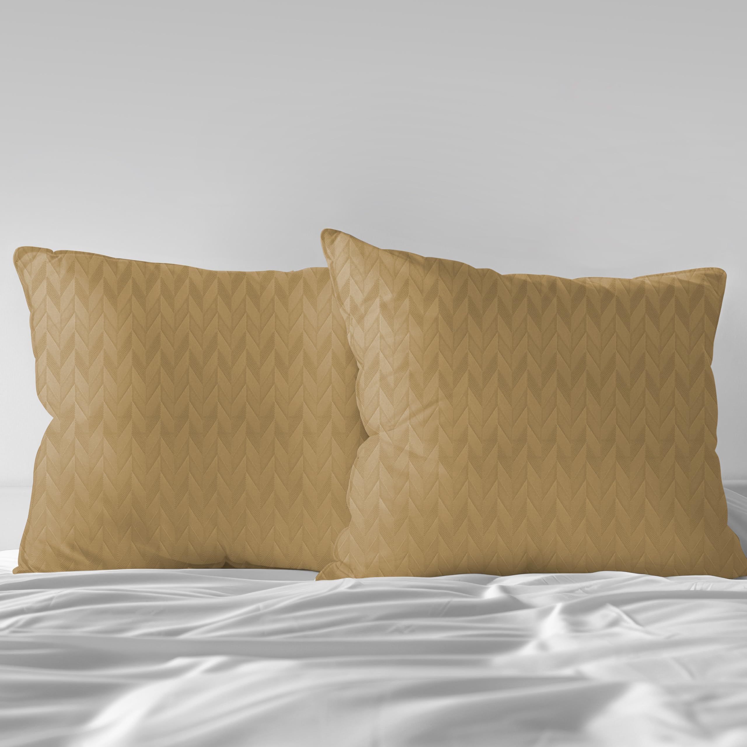 LINENWALAS Premium Embossed Herringbone Design Cushion Cover Set of 2, Waterproof, Zipper Closure Sofa Cushion Cover for Living Room, Aesthetic Couch, Home Décor (Golden Beige, 24 x 24 Inches)-image-44