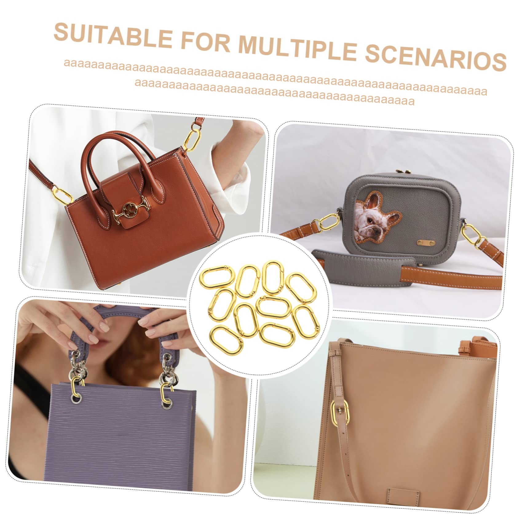 EXCEART 30pezzi Moschettoni Ovali Metallo Con Chiusura Molla Resistente e Facile Da Usare Per Portachiavi e Accessori Fai Da Te Design Elegante e Resistente Alla Corrosione