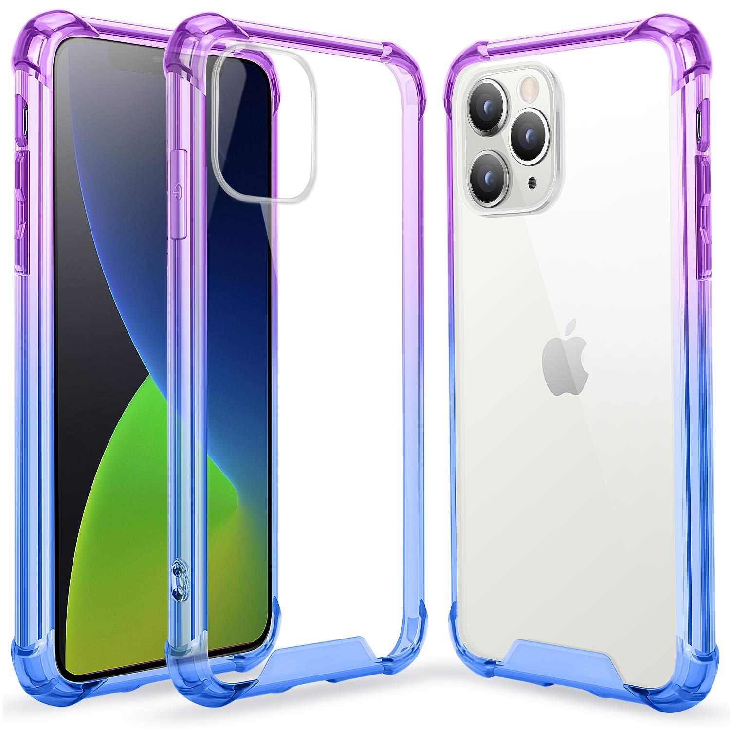 GeekZoneCompatible for iPhone 11 Pro Case,Cute Slim Clear Case Hard Back with Soft TPU Bumper Protective case Cover for iPhone 11 Pro 5.8 Inch (Purple Blue)