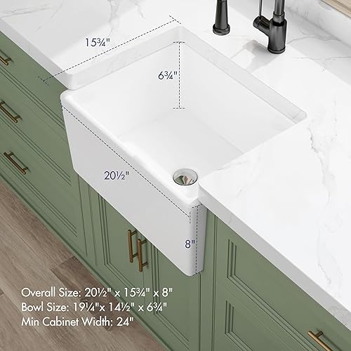 Miniatura 3 de Eridanus Fregadero de cocina de 21 pulgadas, fregadero de granja utilitaria, fregadero de preparación y bar, fregadero de lavandería, 20-78 pulgadas