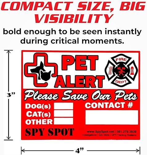 Miniatura 7 de SpySpot - Paquete de 6 calcomanías de alerta para mascotas, 4 x 3 pulgadas, letrero de alerta de rescate de emergencia para el hogar, ventana,