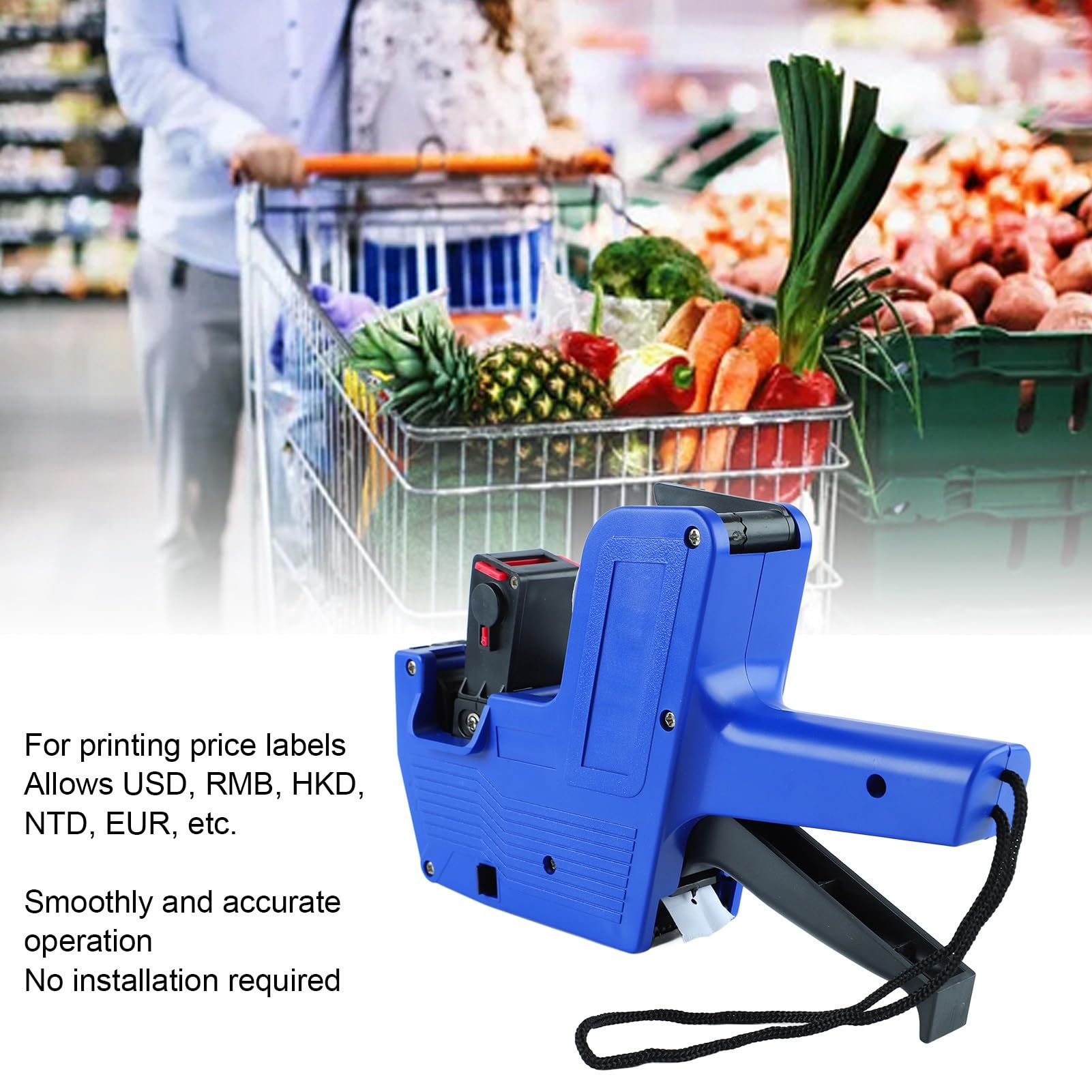 8 Digits Price Numerical Tag Maker with 3 Rolls Label Paper 2 Ink Wheel Clear Print Price Labeller for Office, Grocery Store, Organization Marking