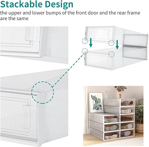 Miniatura 5 de PARANTA Cajas de almacenamiento extra grandes para botas y zapatos, organizador apilable de plástico transparente para zapatos, cajas de zapatos que